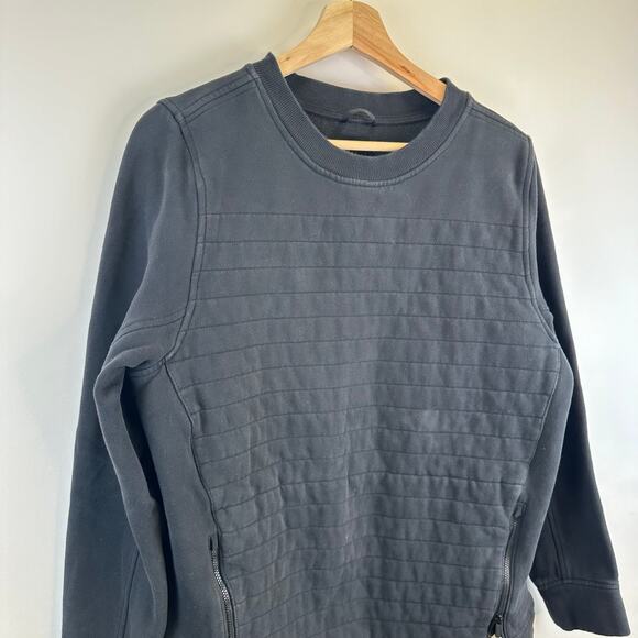 Lululemon Quilted Black Crew Pullover Be True Fleece Sweatshirt Womens Size 10 - Picture 2 of 11